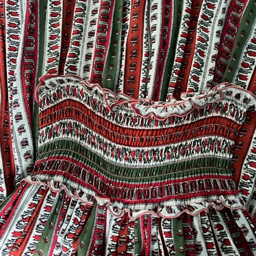 🇨🇦design:unik dual use as skirt or dress smocked w/fun patterned stripes-vintage - Picture 13 of 16